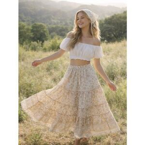 Boho Crochet Triangle Head Scarf Bandana Ivory Tie Back